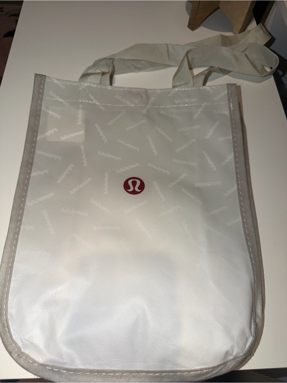 Lululemon Reusable White Logo Tote Bag